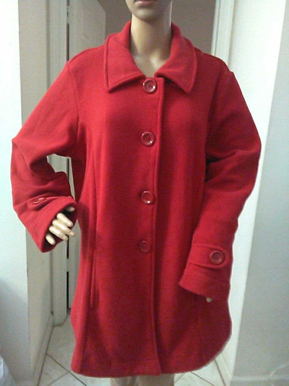 Lk. New SOFT ROAMANS Classic Red Button-Front Coat SZ. 14/16M (WHY PETITE?)